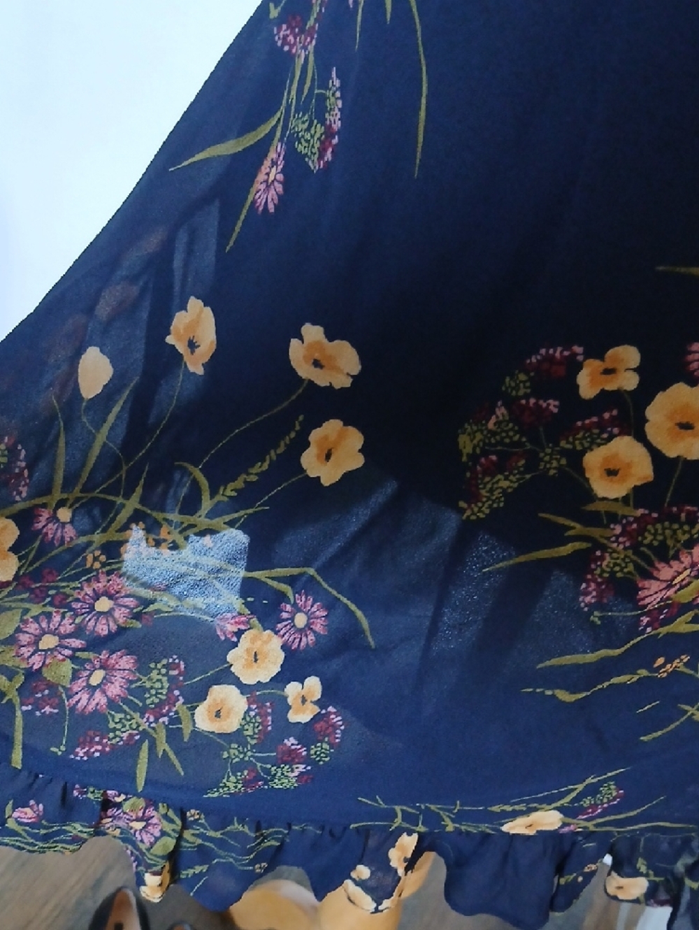 Reformation Christine Navy Floral Slip Dress with Tie Straps Sz10 - Picture 6 of 12